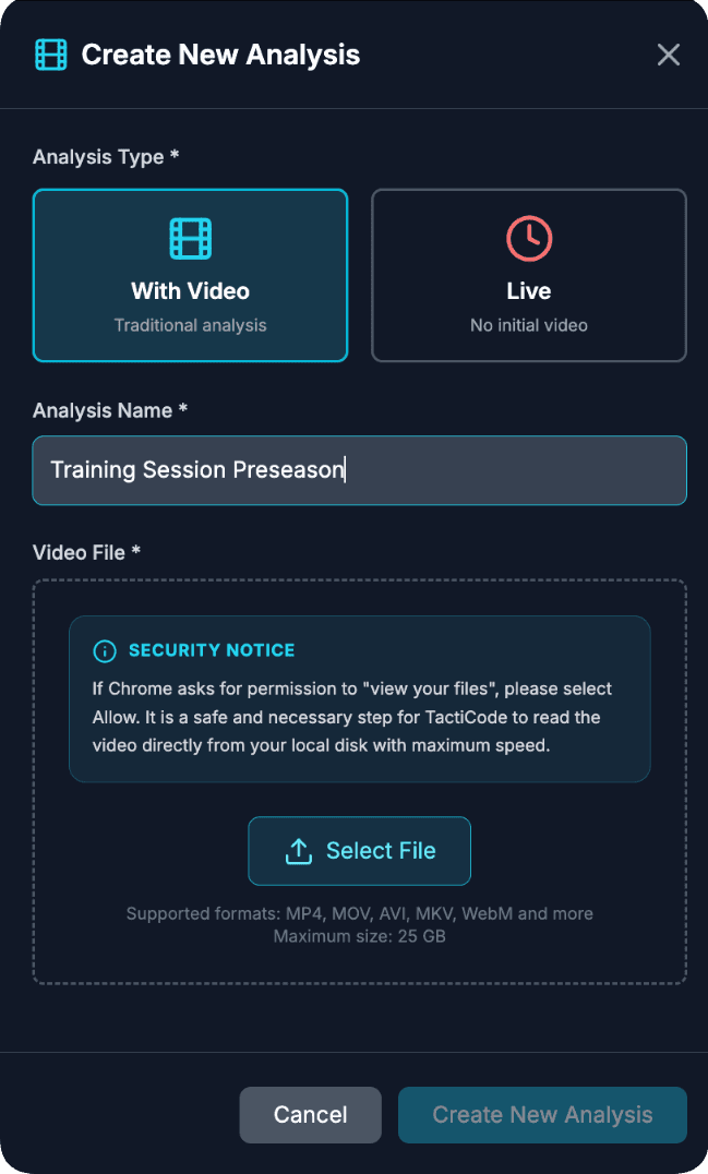 Create New Analysis Panel