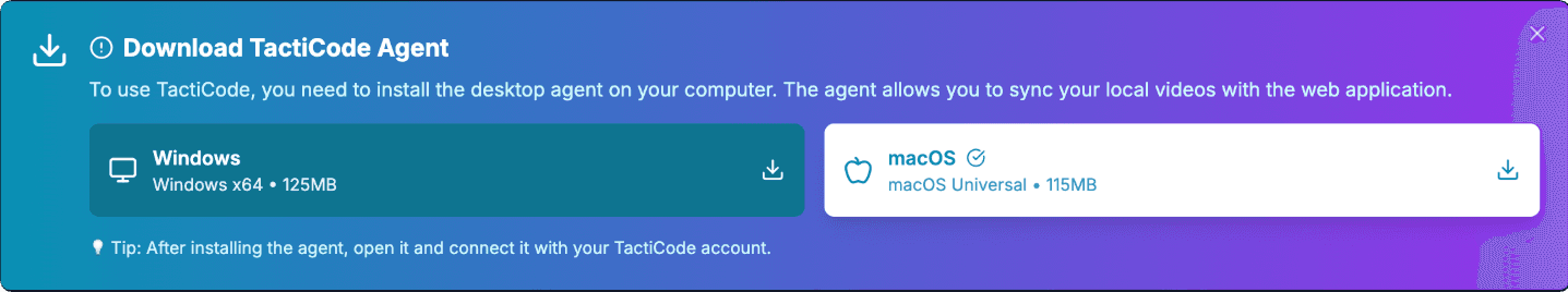 Pantalla de login y modal de conexión del agente activo