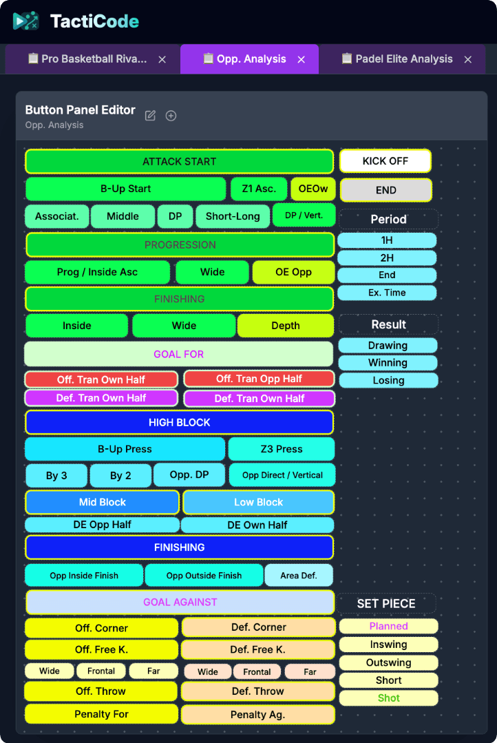 Interfaz de creación de botoneras con botones de colores